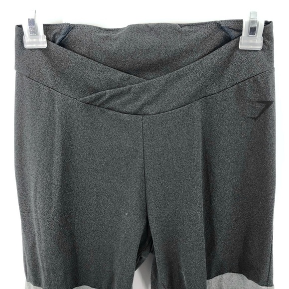 Gymshark Two Tone Leggings Crossover Criss Cross Waist Black Gray Size Small - Picture 3 of 11